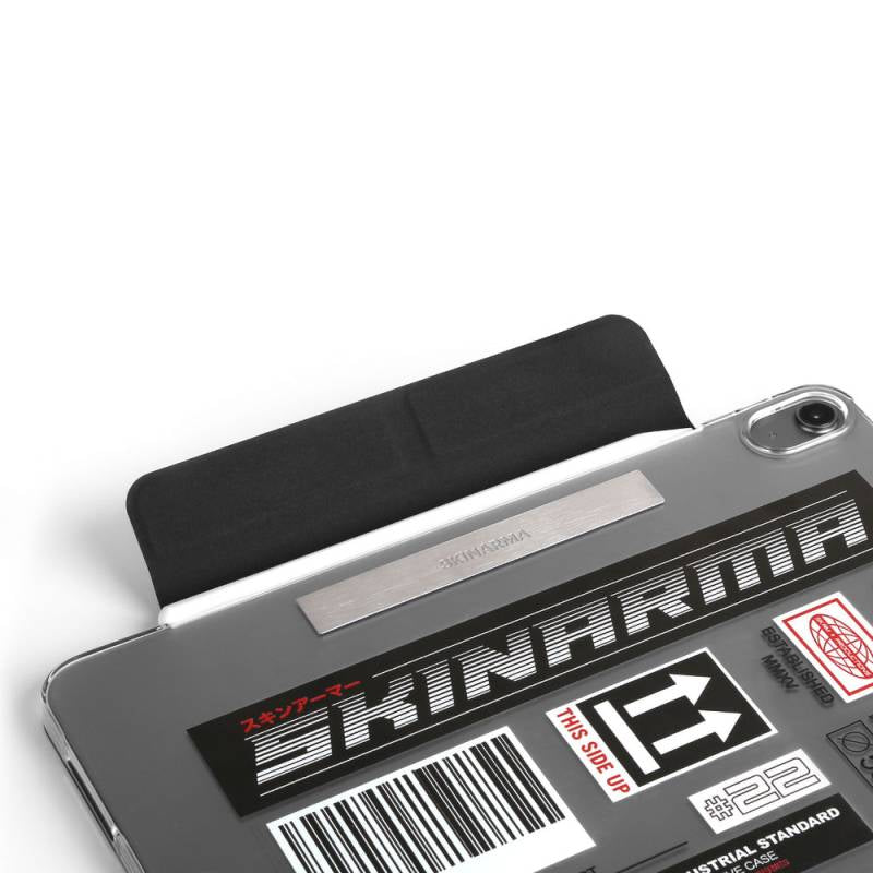 Apple iPad Pro 11 2025 M5 Kılıf SkinArma Sticker Tasarımlı Kalemlikli Arkası Şeffaf Standlı Magnetik Taito Kılıf